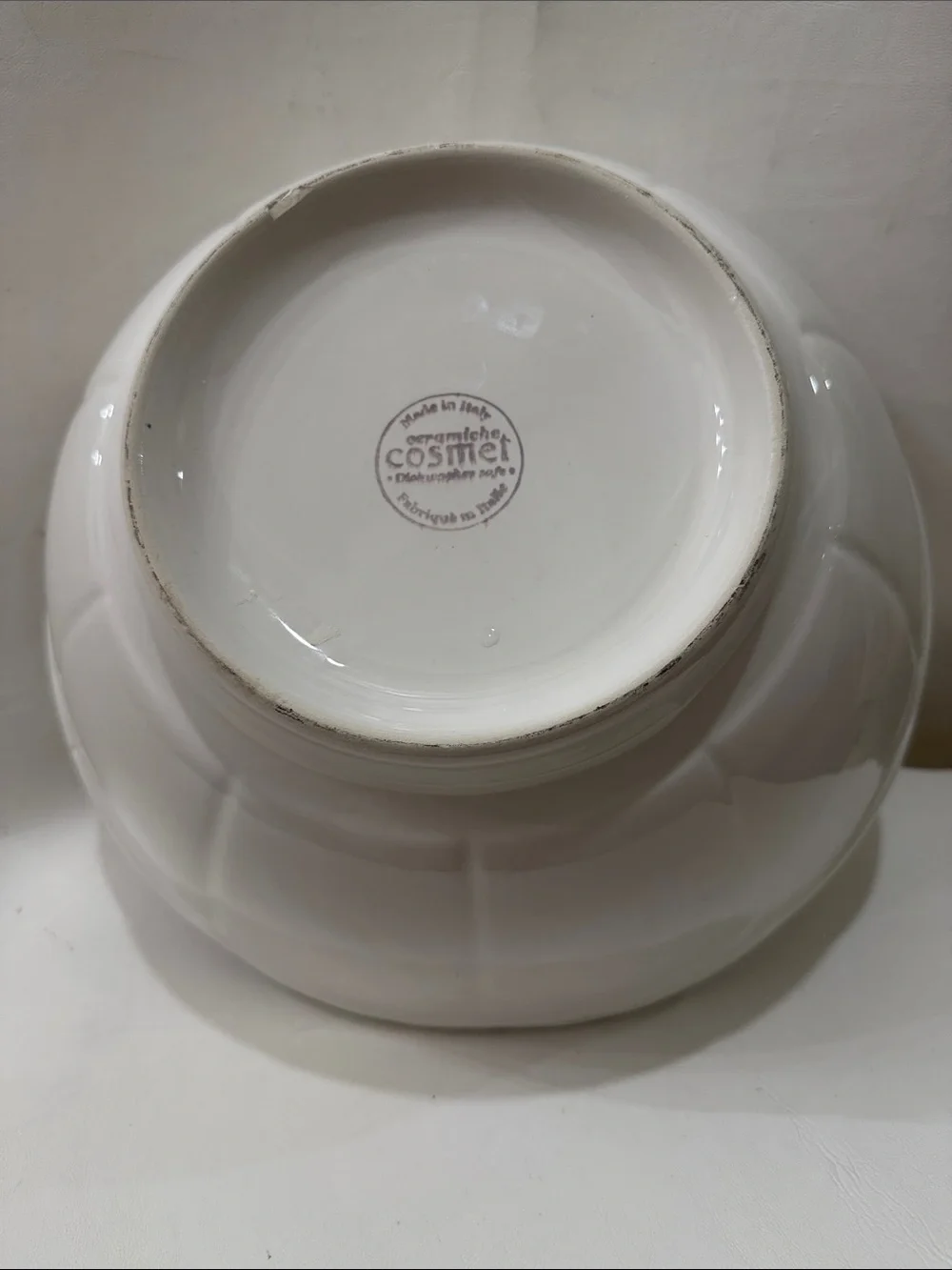 Cosmet Italy Ceramiche Large White Scalloped Ceramic Serving Bowl 13 In X 5 in